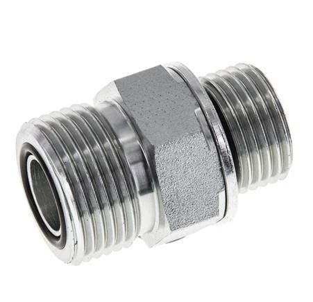 UNS 1''-14 x G 1/2'' Zinc plated Steel Double Nipple ORFS 400 Bar - Hydraulic