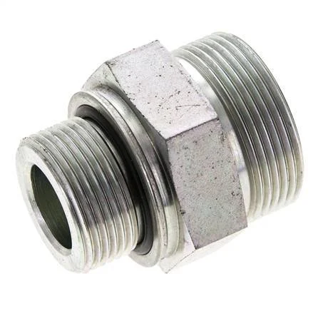 UN 1-11/16''-12 x M33x2 Zinc plated Steel Double Nipple ORFS 250 Bar - Hydraulic