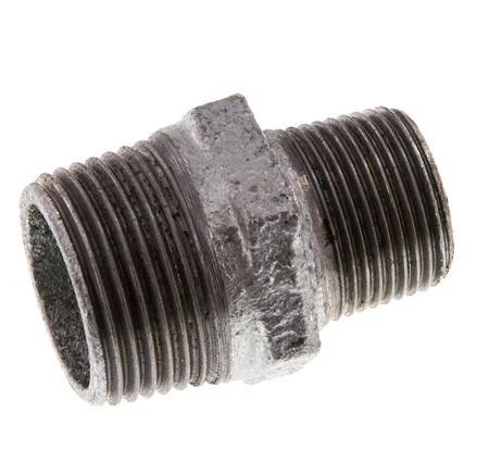 R 1'' x R 3/4'' Zinc plated Cast iron Double Nipple 25 Bar [2 Pieces]
