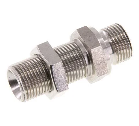 G 3/8'' Stainless steel Bulkhead Double nipple 325 Bar - Hydraulic