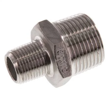 R 3/4'' x R 3/8'' Stainless steel Double Nipple 16 Bar