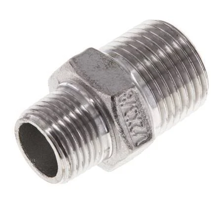 3/8'' NPT x 1/2'' NPT Stainless steel Double Nipple 16 Bar