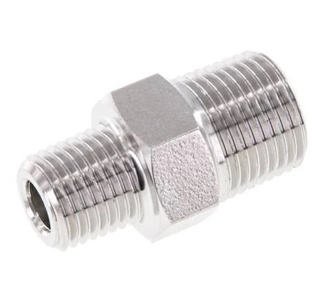 1/4'' NPT x 3/8'' NPT Stainless steel Double Nipple 210 Bar - Hydraulic