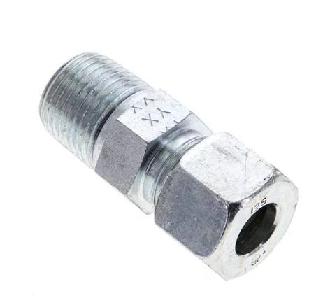 1/2'' NPT Male x 12S Zinc plated Steel Straight Cutting Ring 630 Bar DIN 2353