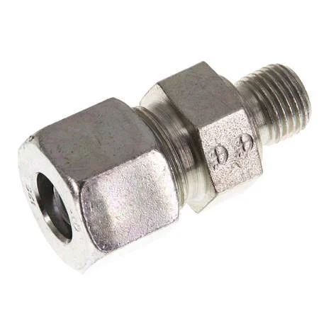 G 1/4'' Male x 12S Zinc plated Steel Straight Cutting Ring 630 Bar DIN 2353