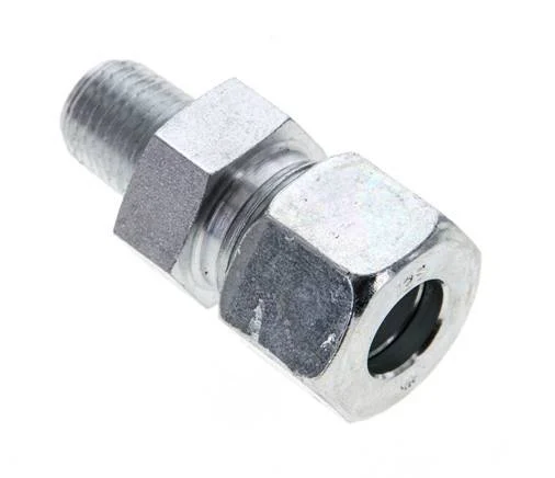1/4'' NPT Male x 12S Zinc plated Steel Straight Cutting Ring 630 Bar DIN 2353