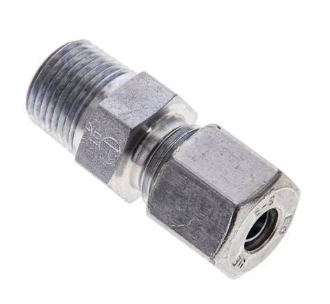 3/8'' NPT Male x 8S Zinc plated Steel Straight Cutting Ring 630 Bar DIN 2353