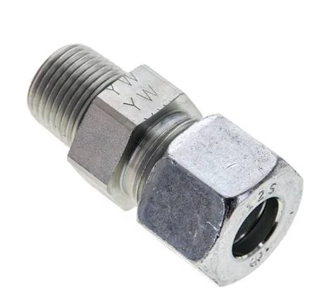 3/8'' NPT Male x 12S Zinc plated Steel Straight Cutting Ring 630 Bar DIN 2353