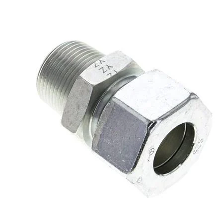 1'' NPT Male x 25S Zinc plated Steel Straight Cutting Ring 400 Bar DIN 2353