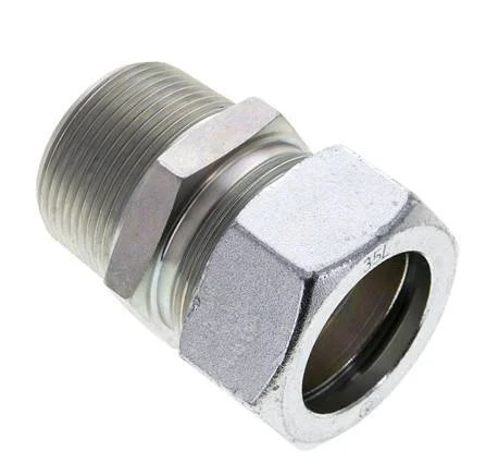 1 1/4'' NPT Male x 35L Zinc plated Steel Straight Cutting Ring 160 Bar DIN 2353