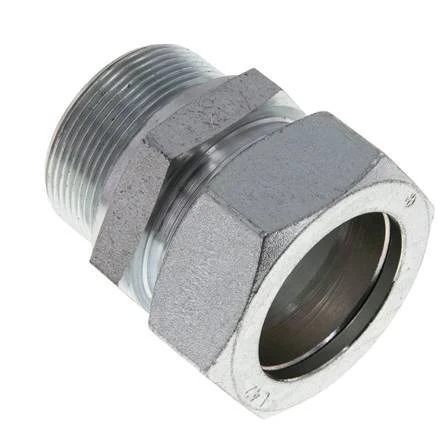 M48x2 Male x 42L Zinc plated Steel Straight Cutting Ring 160 Bar DIN 2353