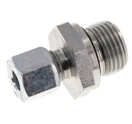 G 1/2'' Male x 8L Zinc plated Steel Straight Cutting Ring with FKM Seal 315 Bar DIN 2353
