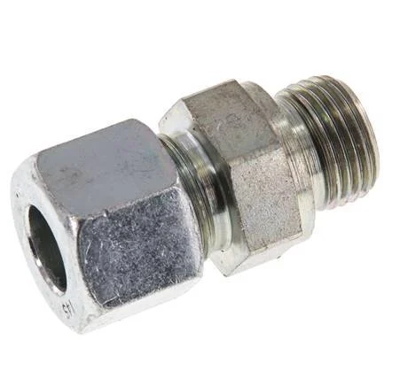 G 1/2'' Male x 14S Zinc plated Steel Straight Cutting Ring with FKM Seal 630 Bar DIN 2353
