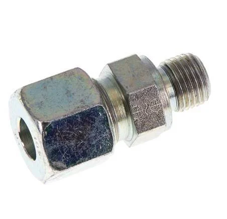 G 1/4'' Male x 10S Zinc plated Steel Straight Cutting Ring with FKM Seal 630 Bar DIN 2353