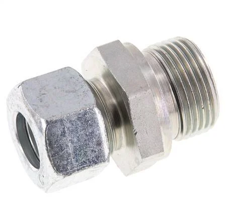 G 3/4'' Male x 15L Zinc plated Steel Straight Cutting Ring with FKM Seal 315 Bar DIN 2353