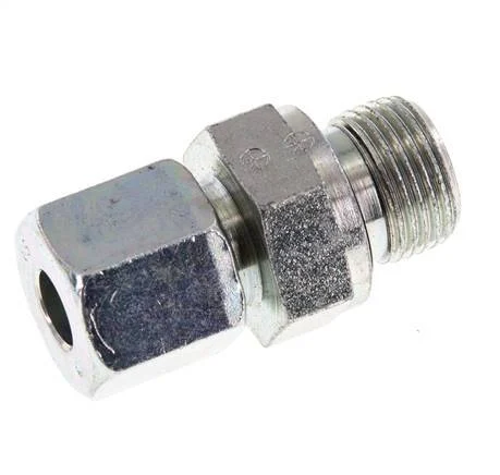 G 3/8'' Male x 8S Zinc plated Steel Straight Cutting Ring with FKM Seal 630 Bar DIN 2353