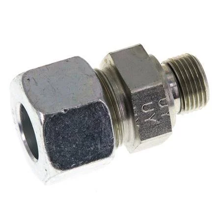 G 3/8'' Male x 16S Zinc plated Steel Straight Cutting Ring with FKM Seal 400 Bar DIN 2353