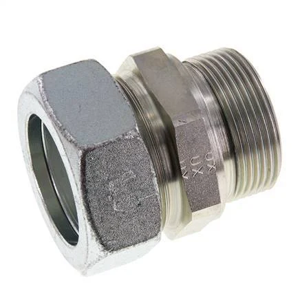 G 1 1/2'' Male x 42L Zinc plated Steel Straight Cutting Ring with FKM Seal 160 Bar DIN 2353