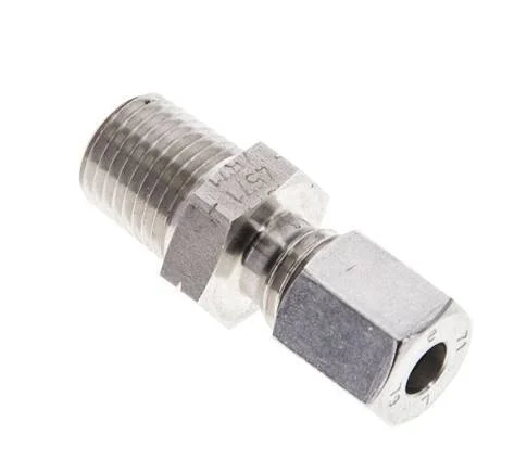 1/4'' NPT Male x 6L Stainless steel Straight Cutting Ring 315 Bar DIN 2353