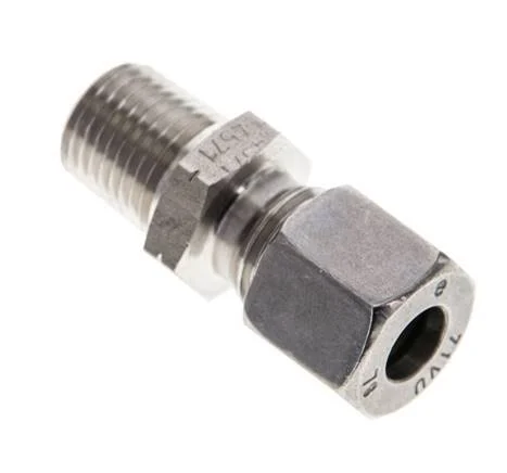 1/4'' NPT Male x 8L Stainless steel Straight Cutting Ring 315 Bar DIN 2353