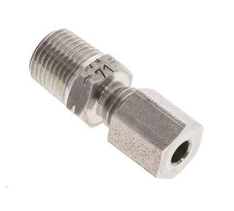 1/8'' NPT Male x 4LL Stainless steel Straight Cutting Ring 100 Bar DIN 2353