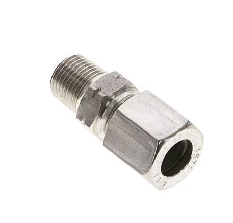 1/8'' NPT Male x 8LL Stainless steel Straight Cutting Ring 100 Bar DIN 2353