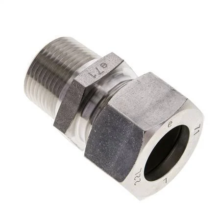 3/4'' NPT Male x 22L Stainless steel Straight Cutting Ring 160 Bar DIN 2353