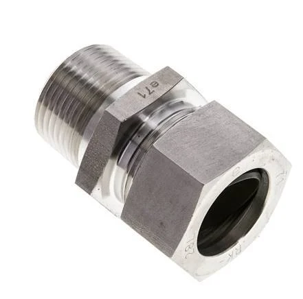 1'' NPT Male x 28L Stainless steel Straight Cutting Ring 160 Bar DIN 2353