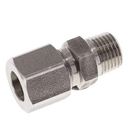 M10x1 Male x 8LL Stainless steel Straight Cutting Ring 100 Bar DIN 2353