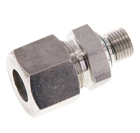 G 1/4'' Male x 14S Stainless steel Straight Cutting Ring with FKM Seal 630 Bar DIN 2353