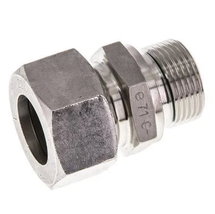 G 3/4'' Male x 22L Stainless steel Straight Cutting Ring with FKM Seal 160 Bar DIN 2353