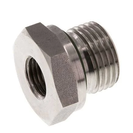 G 1/2'' x G 1/4'' M/F Stainless steel Reducing Adapter 630 Bar - Hydraulic