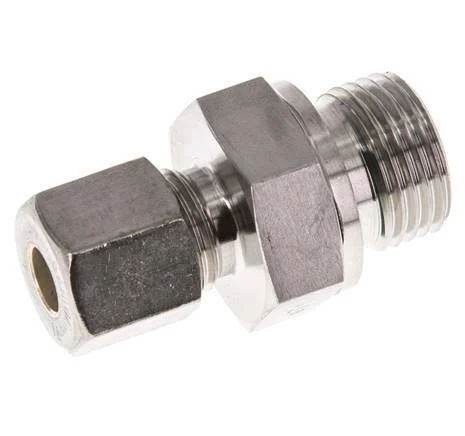 G 1/2'' Male x 8S Stainless steel Straight Compression Fitting with FKM Seal 630 Bar DIN 2353