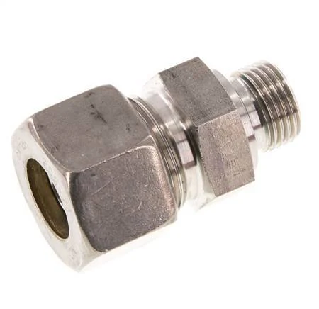 G 1/2'' Male x 20S Stainless steel Straight Compression Fitting with FKM Seal 400 Bar DIN 2353