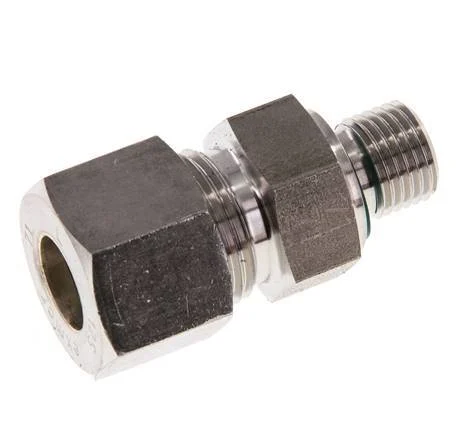G 1/4'' Male x 12S Stainless steel Straight Compression Fitting with FKM Seal 630 Bar DIN 2353