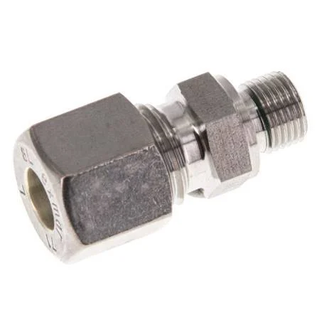 G 1/8'' Male x 8L Stainless steel Straight Compression Fitting with FKM Seal 315 Bar DIN 2353