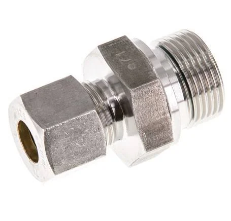 G 3/4'' Male x 12S Stainless steel Straight Compression Fitting with FKM Seal 630 Bar DIN 2353