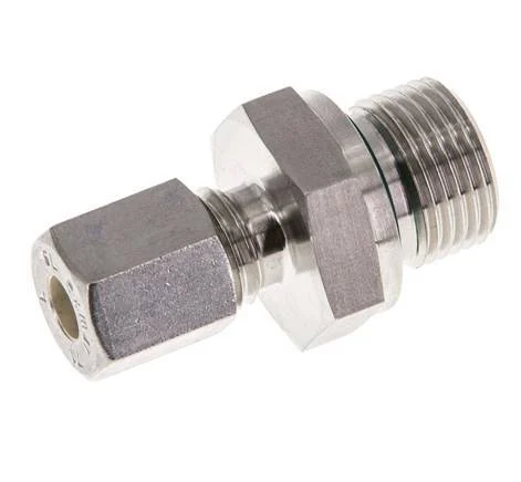 G 3/8'' Male x 6L Stainless steel Straight Compression Fitting with FKM Seal 315 Bar DIN 2353