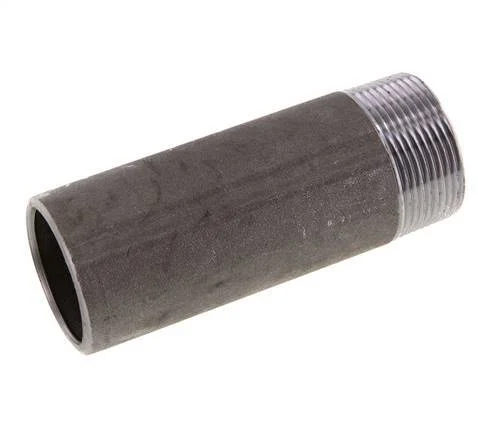 R 1 1/2'' Male x 48.3mm Steel Pipe Nipple with Welding End 50 Bar DIN 2982 - 120mm [2 Pieces]