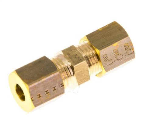 5mm Brass Straight Compression Fitting 150 Bar DIN EN 1254-2