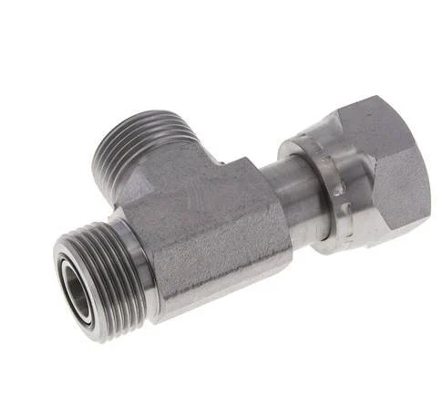 UN 13/16''-16 F/M Zinc plated Steel Tee ORFS with union nut 630 Bar - Hydraulic