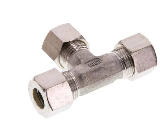 12L Stainless steel Tee Compression Fitting 315 Bar DIN 2353