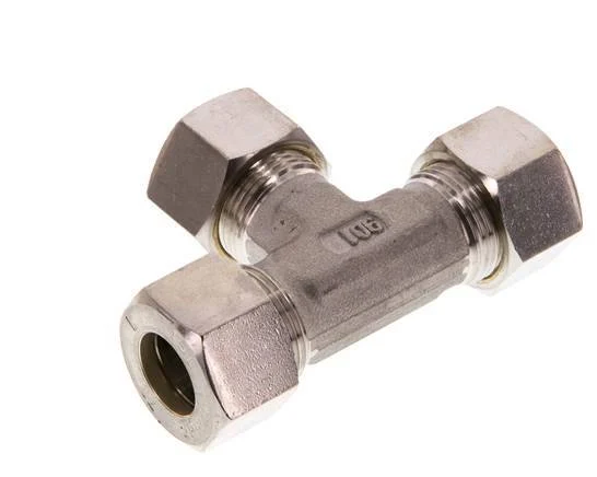 15L Stainless steel Tee Compression Fitting 315 Bar DIN 2353