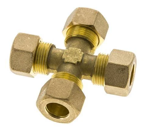 14mm Brass Cross Compression Fitting DIN EN 1254-2