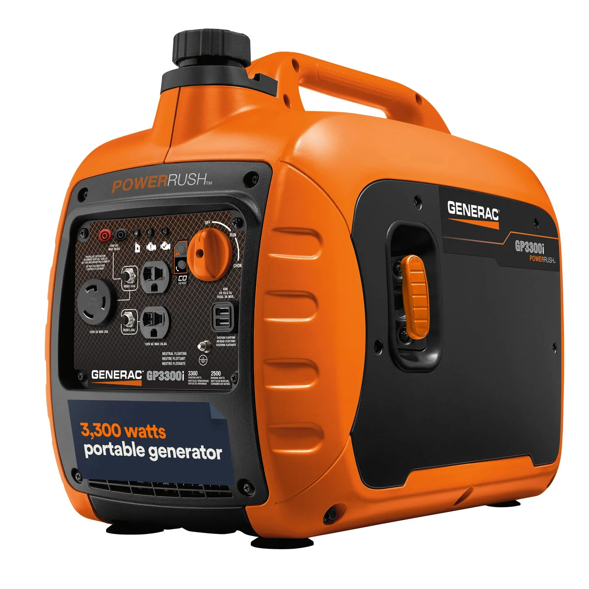Generac 3300 Watt Portable Inverter Generator With COSENSE® Technology GENERAC