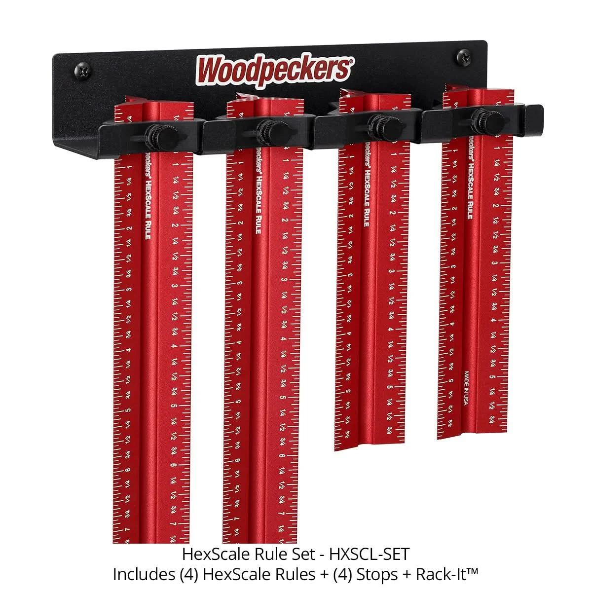 Woodpeckers HXSCL-SET HexScale 4-Piece Set w/ Stops and Rack-It