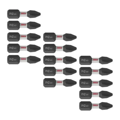Bosch ITDPH2115 15-Piece Driven 1-in. Impact Phillips #2 Insert Bits
