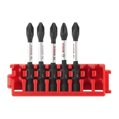 Bosch ITDPH2205C 5-Piece Driven 2-in. Impact Phillips #2 Power Bits w/ Clip for Custom Case System