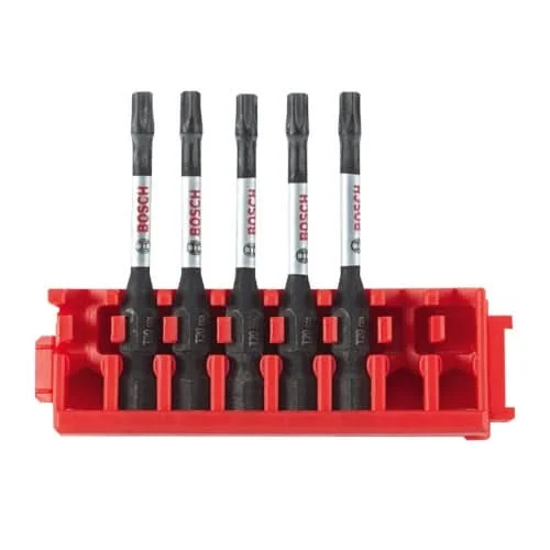 Bosch ITDT20205C 5-Piece Driven 2-in. Impact Torx #20 Power Bits w/ Clip for Custom Case System