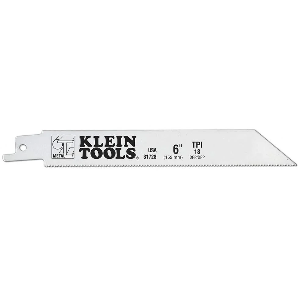 Klein 31728 Reciprocating Saw Blade, 6", .035 wide, 18 TPI, for Heavy Gauge Metals